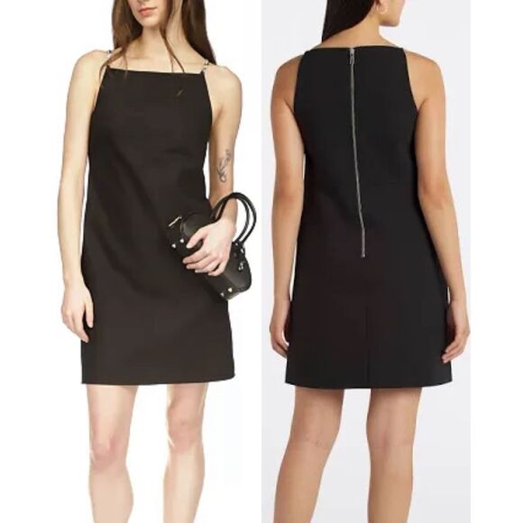 Michael Kors NWT Straight Neck Chain Strap Dress Black Size 0